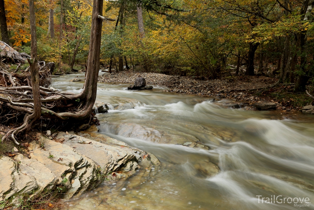 The trail along Beaver Creek offers another way to access the David Boren Hiking Trail.