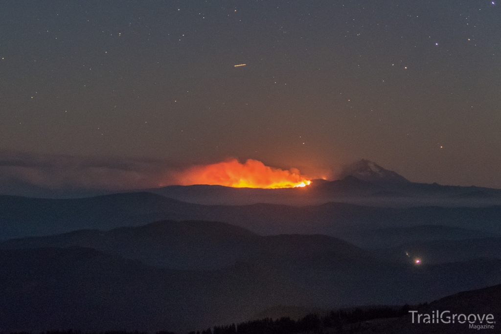 Forest Fire at Night from the Timberline Trail