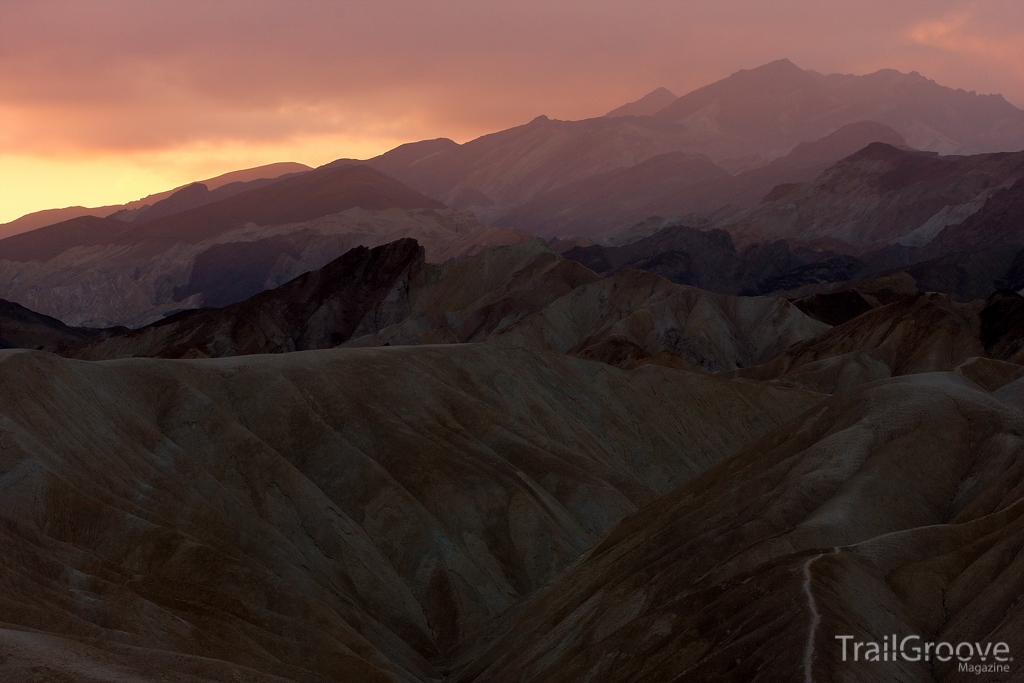 Sunrise on Zabriskie Badlands in Death Valley National Park